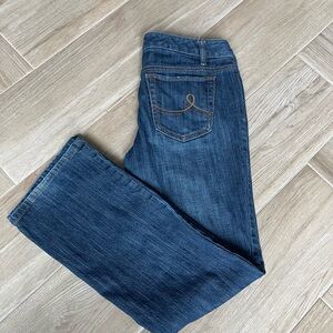LOFT Boot Cut Blue Distressed Mid Rise Jeans